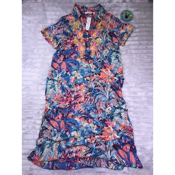 Soft‎ Surroundings Large Florence Tropicana Embellished Sequin Floral Maxi Dress